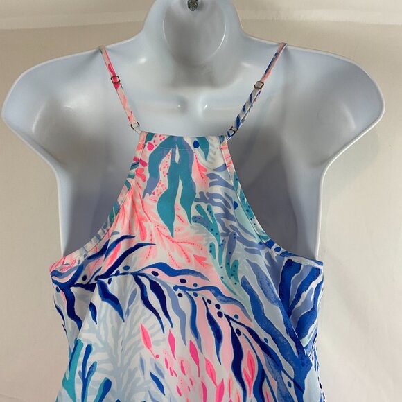 Lilly Pulitzer Dusk Top XS Blue White Pink Adjustable Spaghetti Strap - Picture 7 of 10